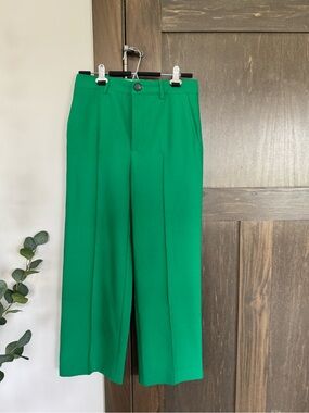 Zara Green Wide-Leg Dress Pants